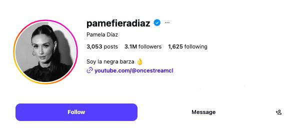Pamela Díaz se apropia del insulto y lo pone en su biografía de Instagram