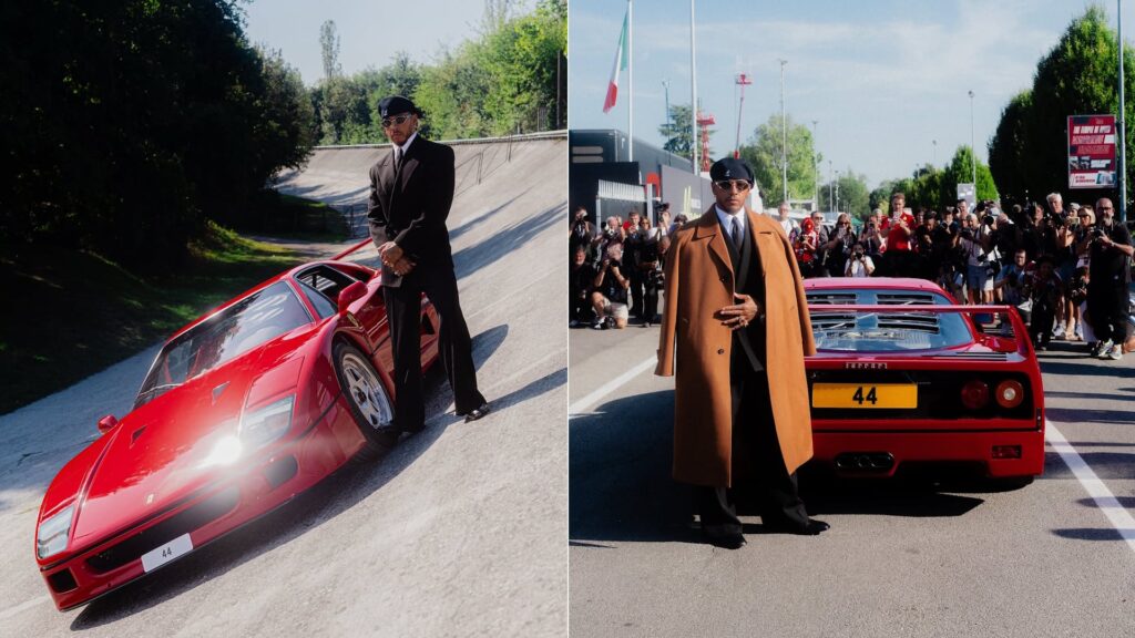 Hamilton llega a Monza con su F40 restaurado y el número 44 grabado en el motor