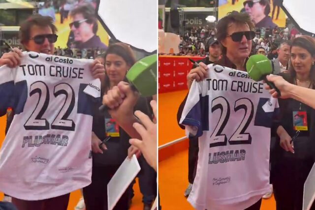 Tom Cruise recibe camiseta de Gimnasia de La Plata en México