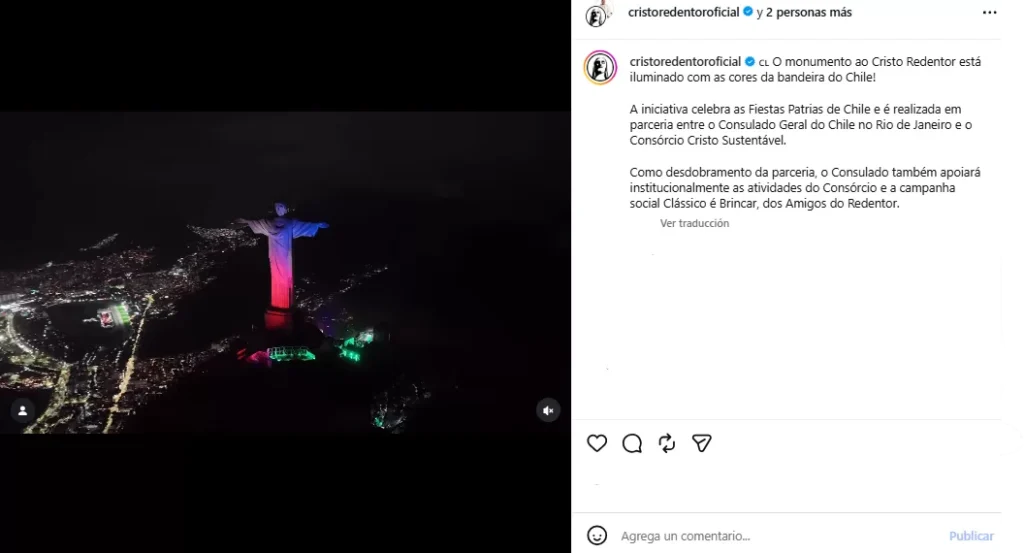 Cristo Redentor se tiñó de rojo, blanco y azul para celebrar nuestras Fiestas Patrias
