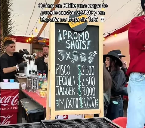 Española no da crédito al precio de los shots en Chile y lo compara con su país
