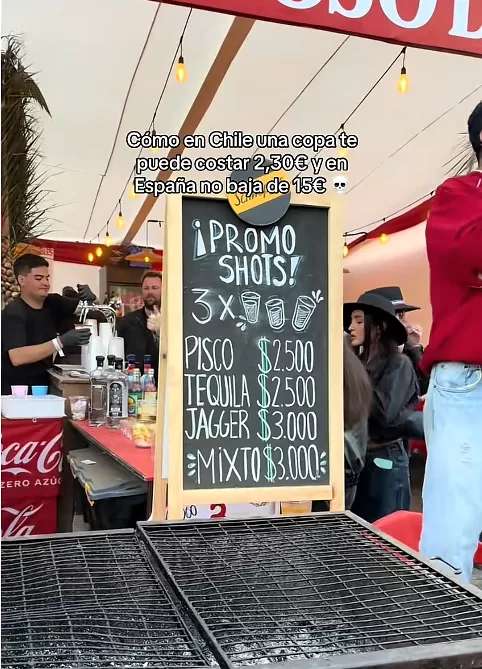 Española no da crédito al precio de los shots en Chile y lo compara con su país