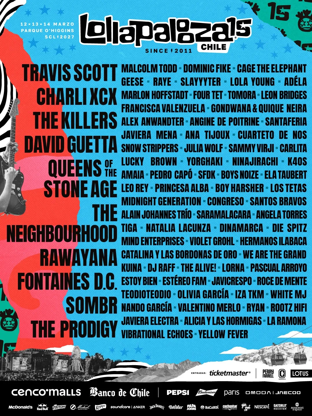 The Killers, Queens of the Stone Age y The Prodigy encabezan Lollapalooza Chile 2027