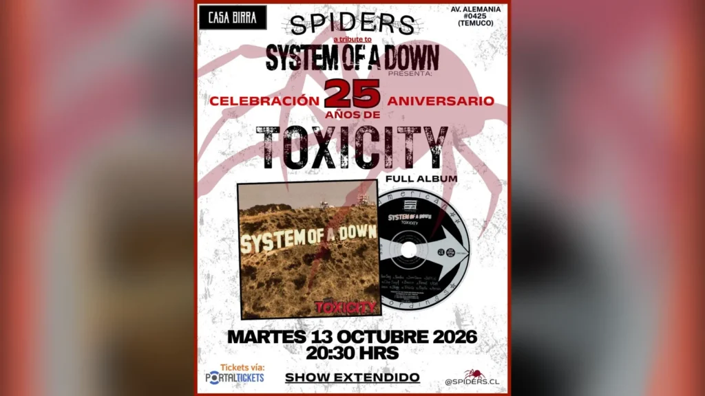Material del evento: Spiders: Tributo A System Of A Down en Vasa Birra, Temuco