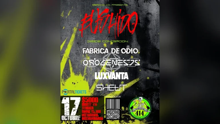 Bushido en Vivo + Desde Concepción: Orogenesis – Fabrica de Odio – Luxvanta – Sheut, en Espacio 414, Temuco