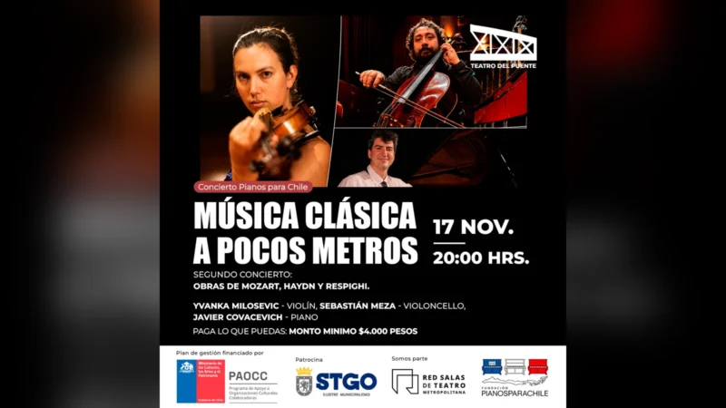 Yvanka Milosevic, violín – Sebastián Meza, violoncello – Javier Covacevich, piano – Obras de Mozart, Haydn y Respighi